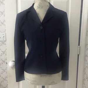 Karen Scott Petites Vintage Sz 4P Dark Navy Blue 3 Button Down Tailored Blazer.